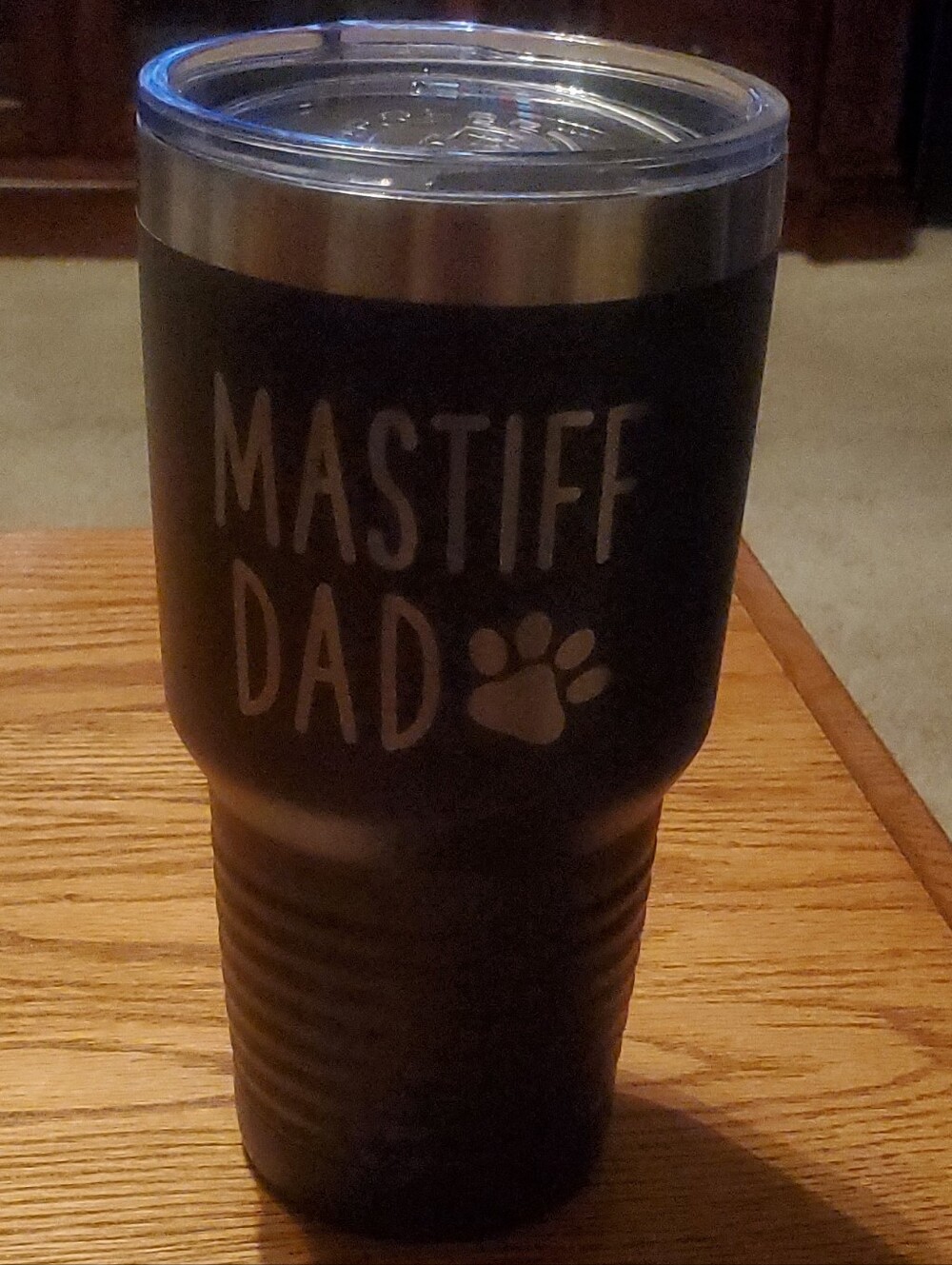 Polar Camel Gray & Silver Dog Insulated Tumbler With Lid "MASTIFF DAD" 30 oz